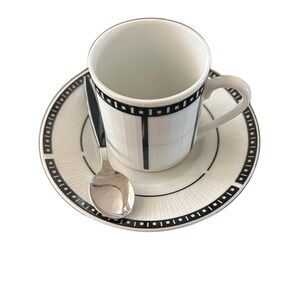 Florida marketplace espresso cup saucer and spoon black white